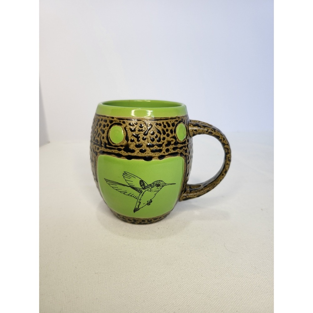 Always Azul Pottery Hummingbird Mug Green Brown Textured Colorado Studio Art
